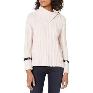 Rebecca Taylor Women's Long Sleeve Cozy Ribbed Tunic Pullover Sweater Pink M